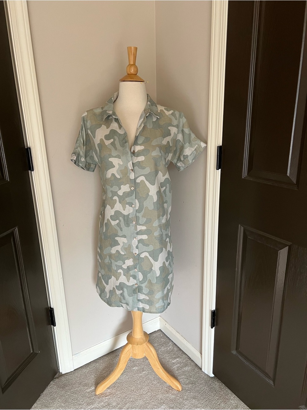 Linen dress S camouflage